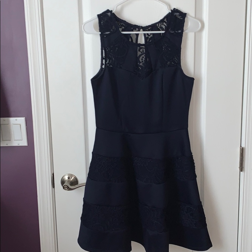three pink hearts halter top navy lace dress